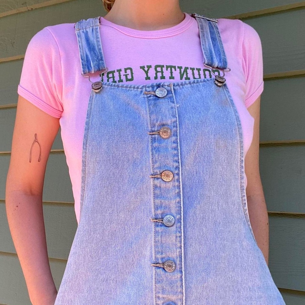 Button down denim overalls dress 😁 🌌 💖